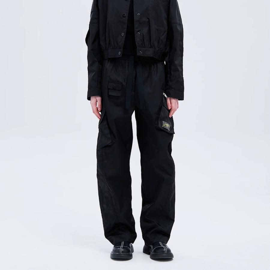 GANNI Nylon Cargo Pants - Black