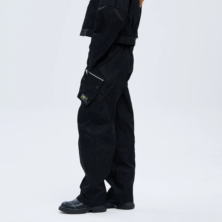 GANNI Nylon Cargo Pants - Black