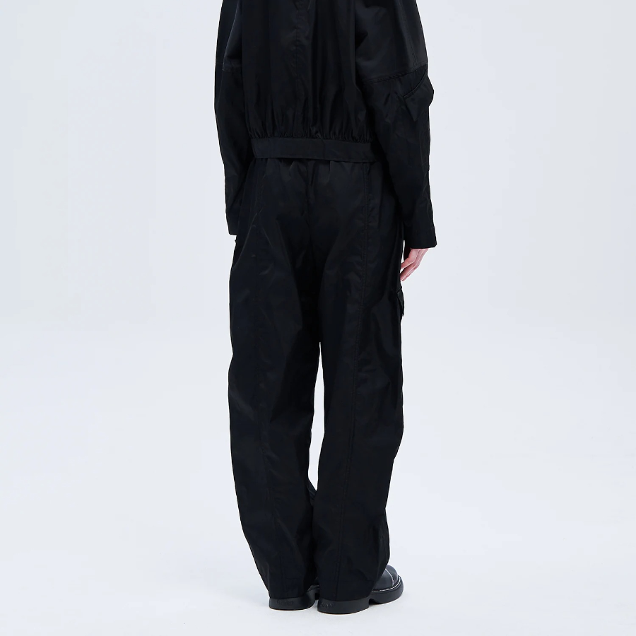 GANNI Nylon Cargo Pants - Black