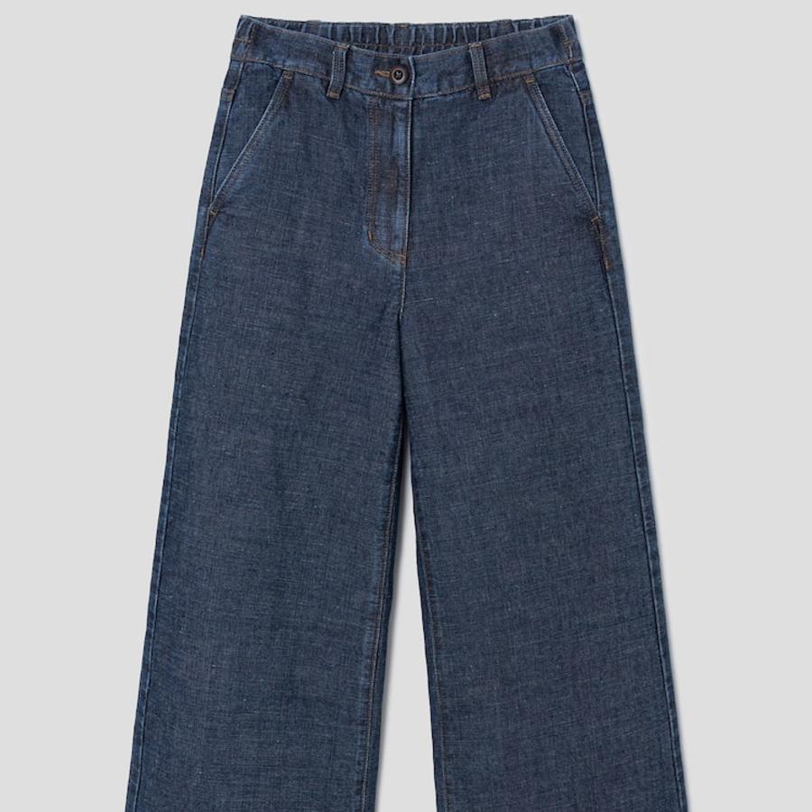 KUHO Cotton Linen Wide Pants - Blue