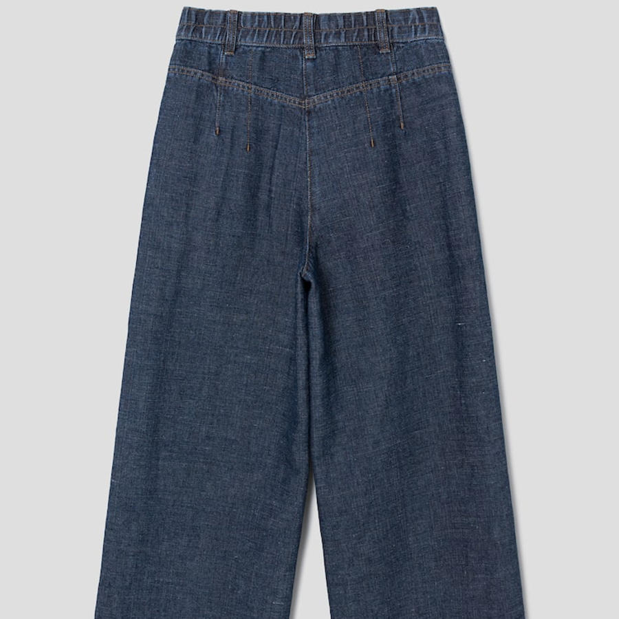 KUHO Cotton Linen Wide Pants - Blue