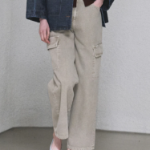 KUHO Cargo Denim Straight Pants - Beige