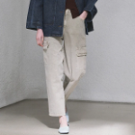 KUHO Cargo Denim Straight Pants - Beige
