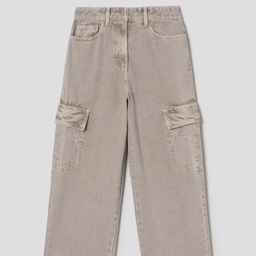KUHO Cargo Denim Straight Pants - Beige