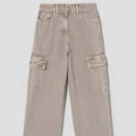 KUHO Cargo Denim Straight Pants - Beige