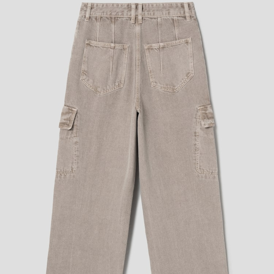 KUHO Cargo Denim Straight Pants - Beige