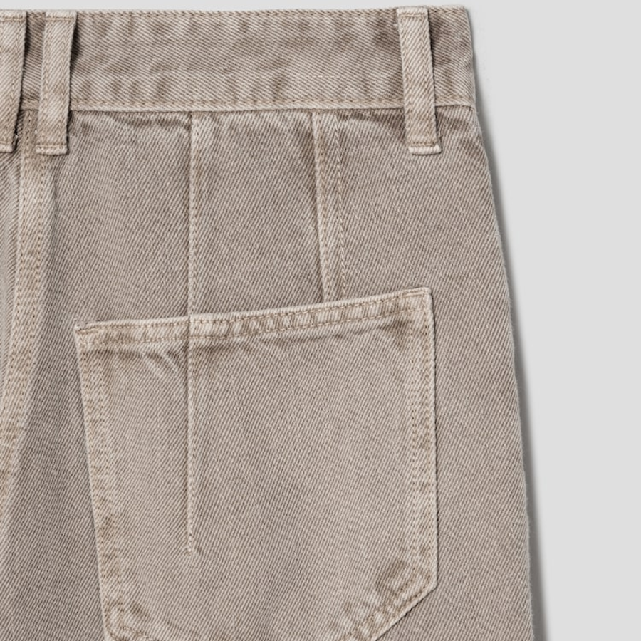 KUHO Cargo Denim Straight Pants - Beige