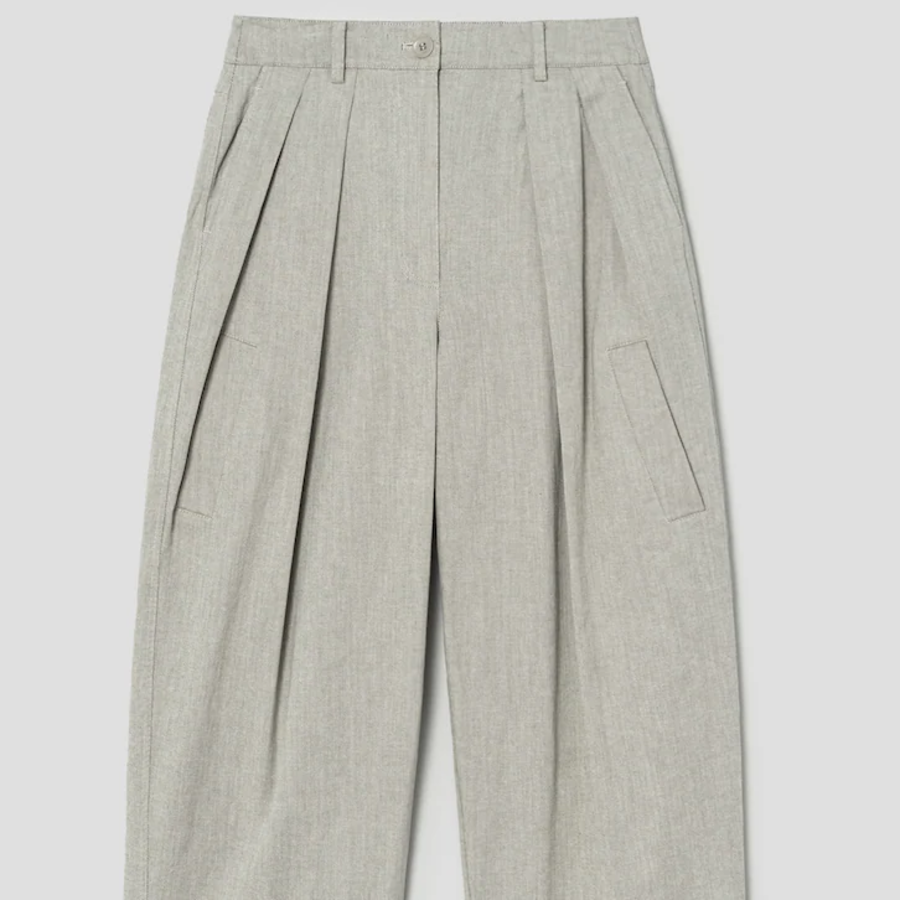 KUHO Cotton-Blended Wide Pants - Khaki