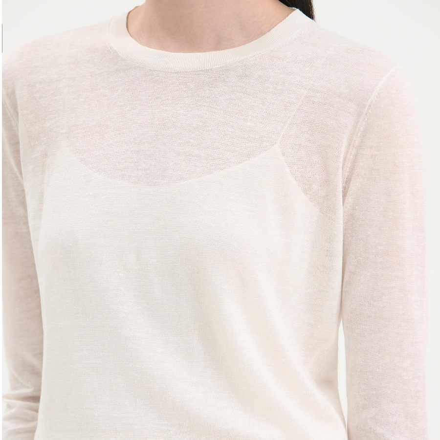 Theory Women Neo Sag Harbor Crew Neck Pullover - Bone
