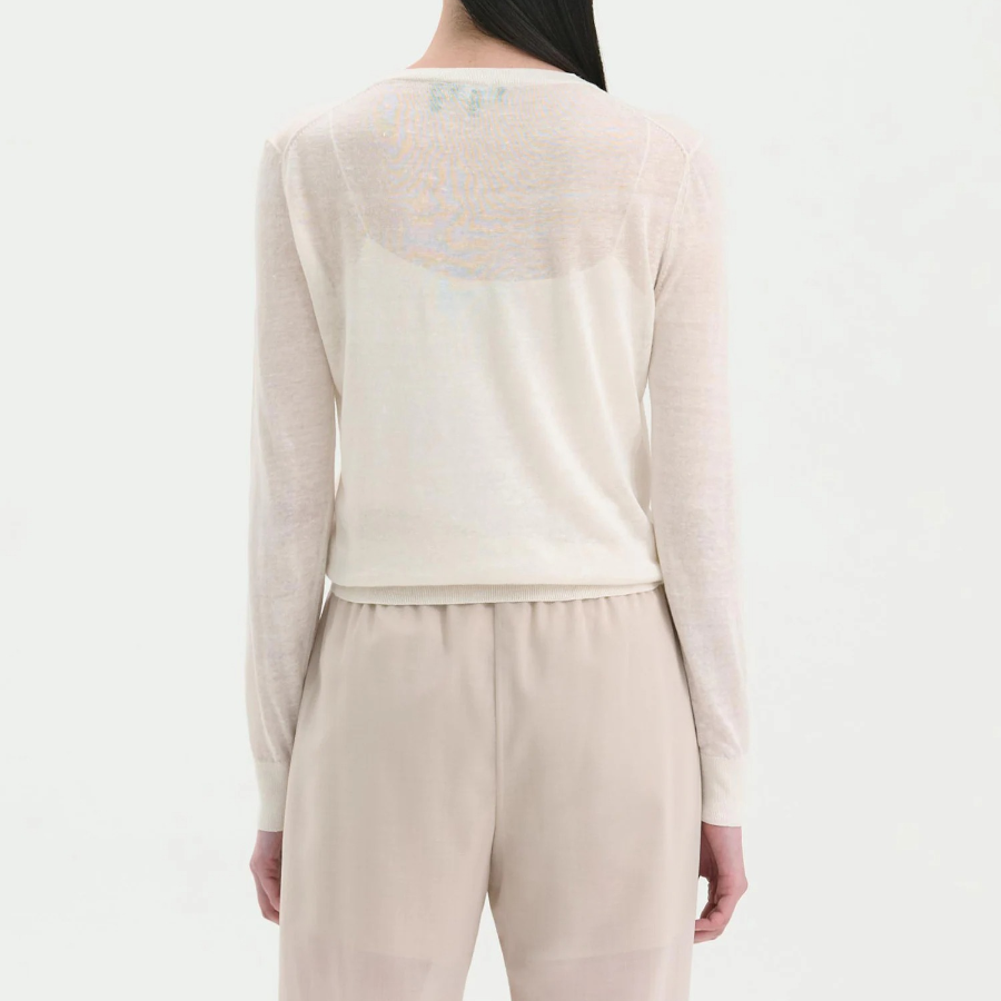 Theory Women Neo Sag Harbor Crew Neck Pullover - Bone