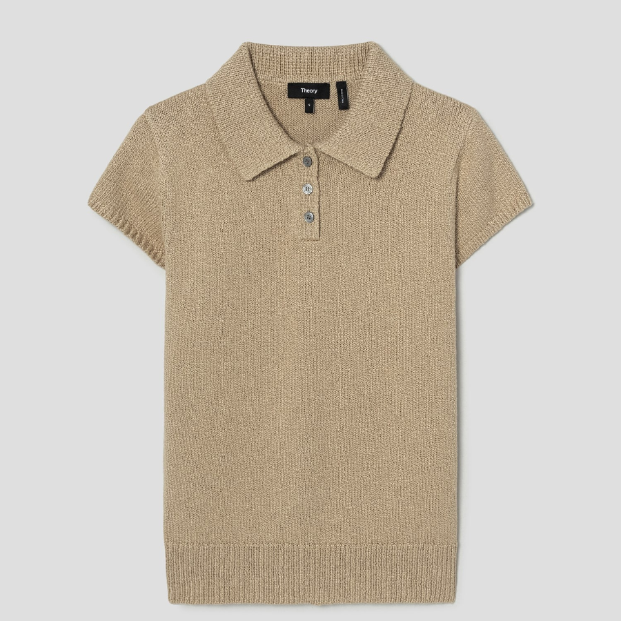 Theory Women Wave Boucle Cap Sleeve Polo - Hazel