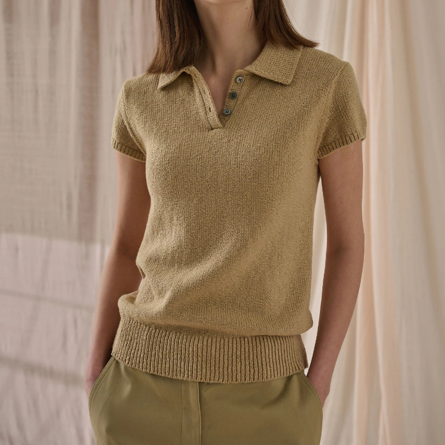 Theory Women Wave Boucle Cap Sleeve Polo - Hazel