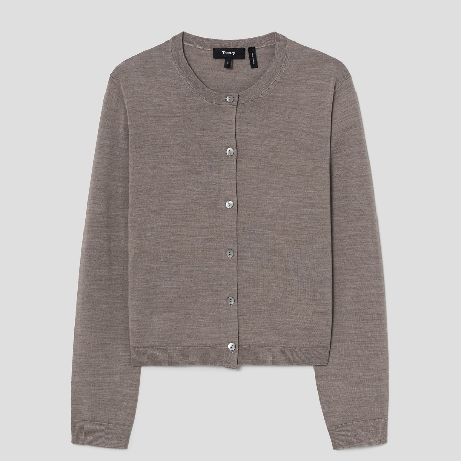 Theory Women Regal Wool Crop Cardigan - Light Cinder