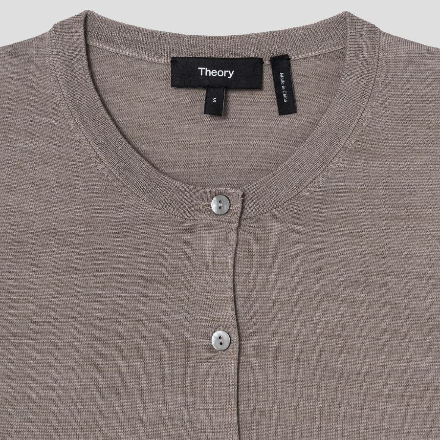 Theory Women Regal Wool Crop Cardigan - Light Cinder
