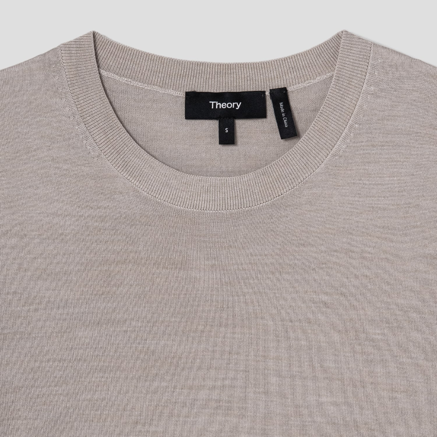 Theory Women Regal Wool Basic Tee - Pale Sand