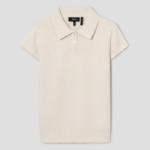 Theory Women Wave Boucle Cap Sleeve Polo - Off White