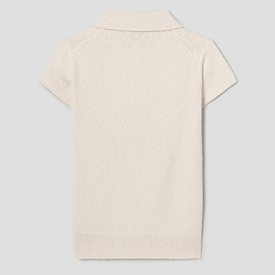 Theory Women Wave Boucle Cap Sleeve Polo - Off White