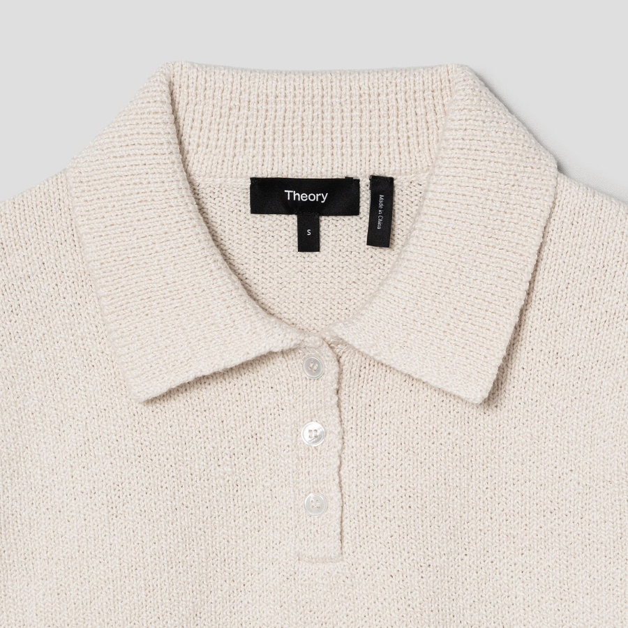 Theory Women Wave Boucle Cap Sleeve Polo - Off White