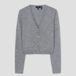 Theory Women Regal Wool Slim Crop Cardigan - Cool Heather Grey