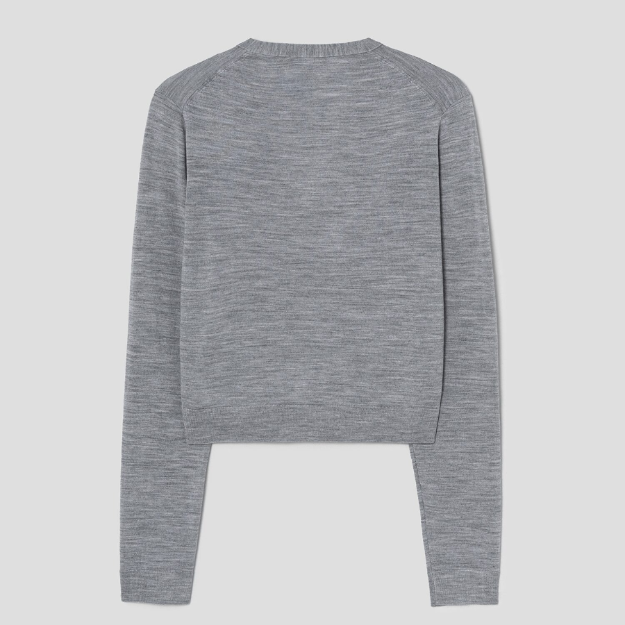 Theory Women Regal Wool Slim Crop Cardigan - Cool Heather Grey