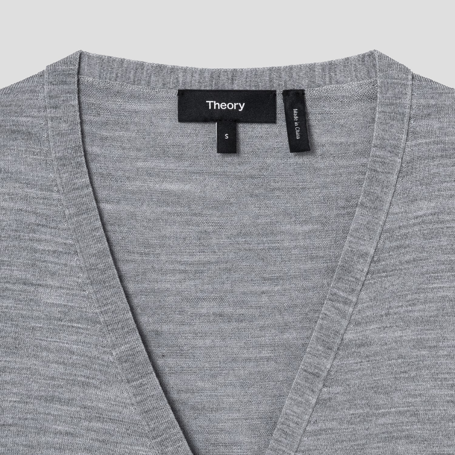 Theory Women Regal Wool Slim Crop Cardigan - Cool Heather Grey