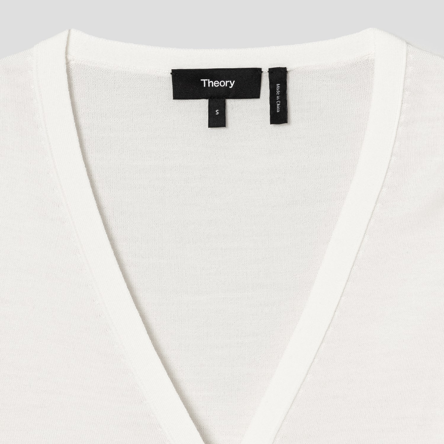 Theory Women Regal Wool Slim Crop Cardigan - New Ivory