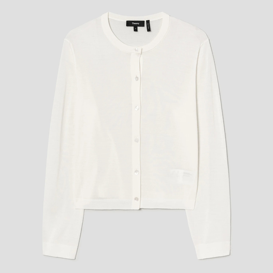 Theory Women Regal Wool Crop Cardigan - New Ivory
