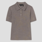 Theory Women Regal Wool Easy Polo Pullover - Light Cinder
