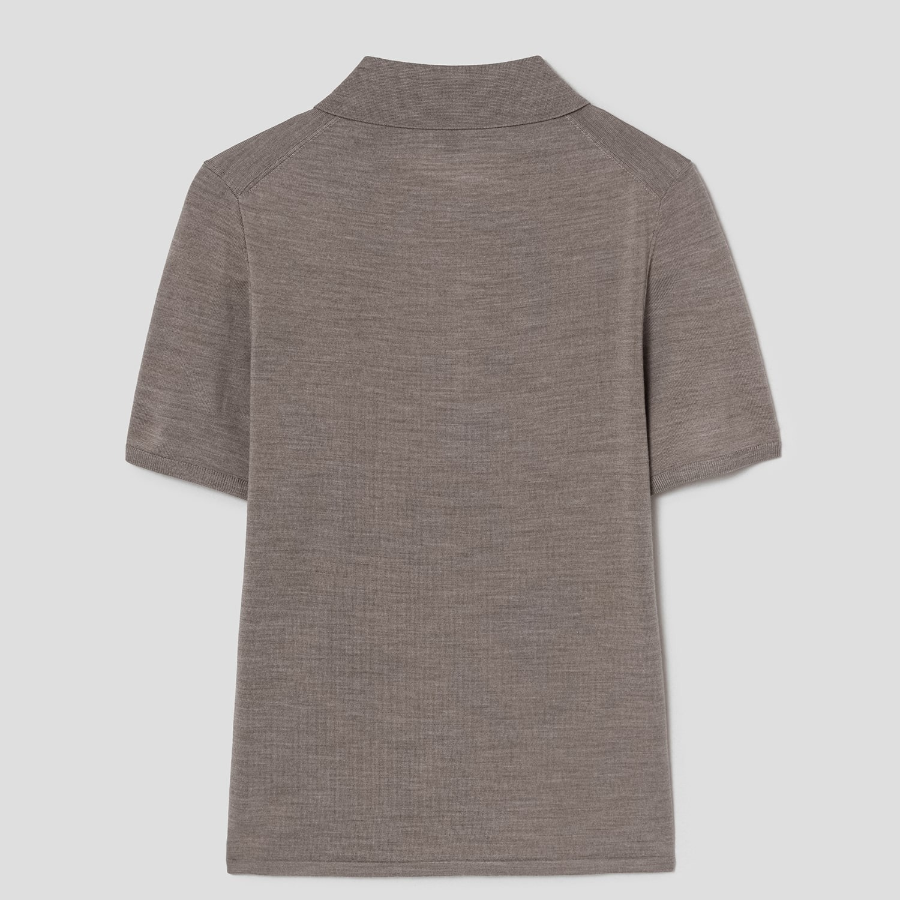 Theory Women Regal Wool Easy Polo Pullover - Light Cinder