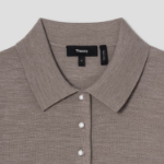 Theory Women Regal Wool Easy Polo Pullover - Light Cinder
