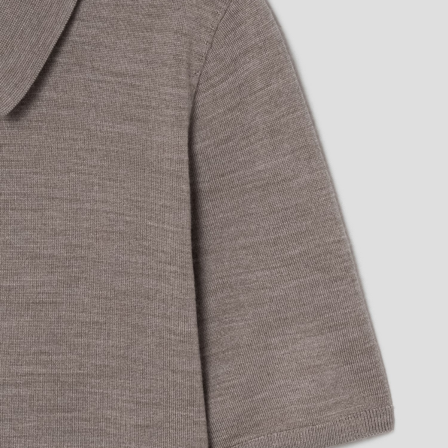 Theory Women Regal Wool Easy Polo Pullover - Light Cinder