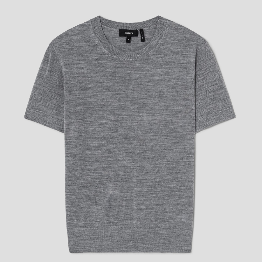 Theory Women Regal Wool Basic Tee - Cool Heather Grey