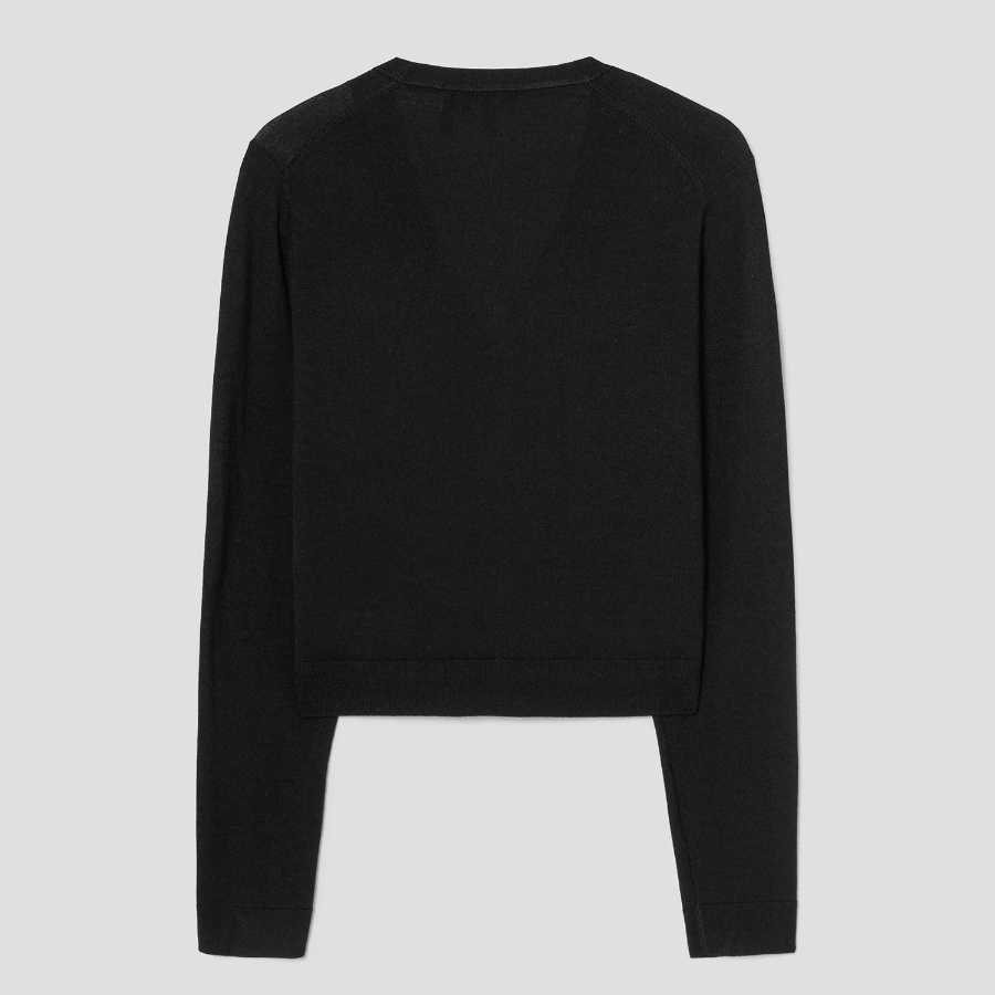 Theory Women Regal Wool Slim Crop Cardigan - Black