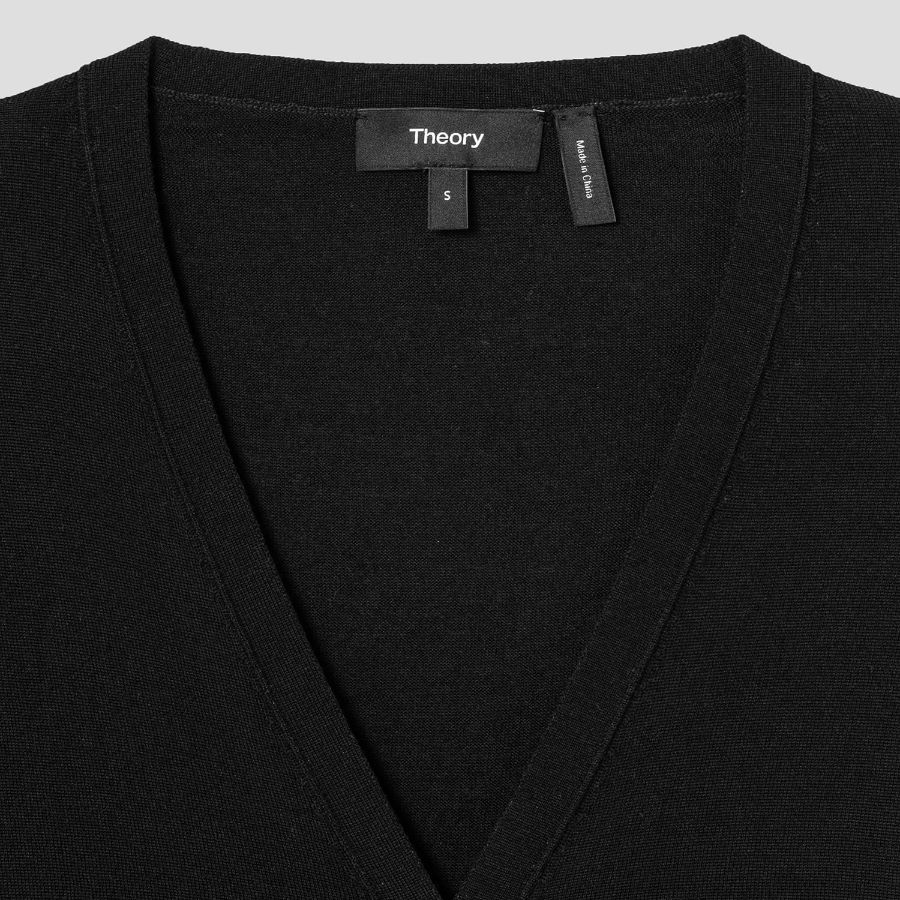 Theory Women Regal Wool Slim Crop Cardigan - Black