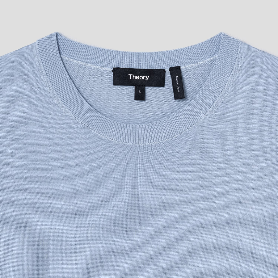 Theory Women Regal Wool Basic Tee - Pearl Blue