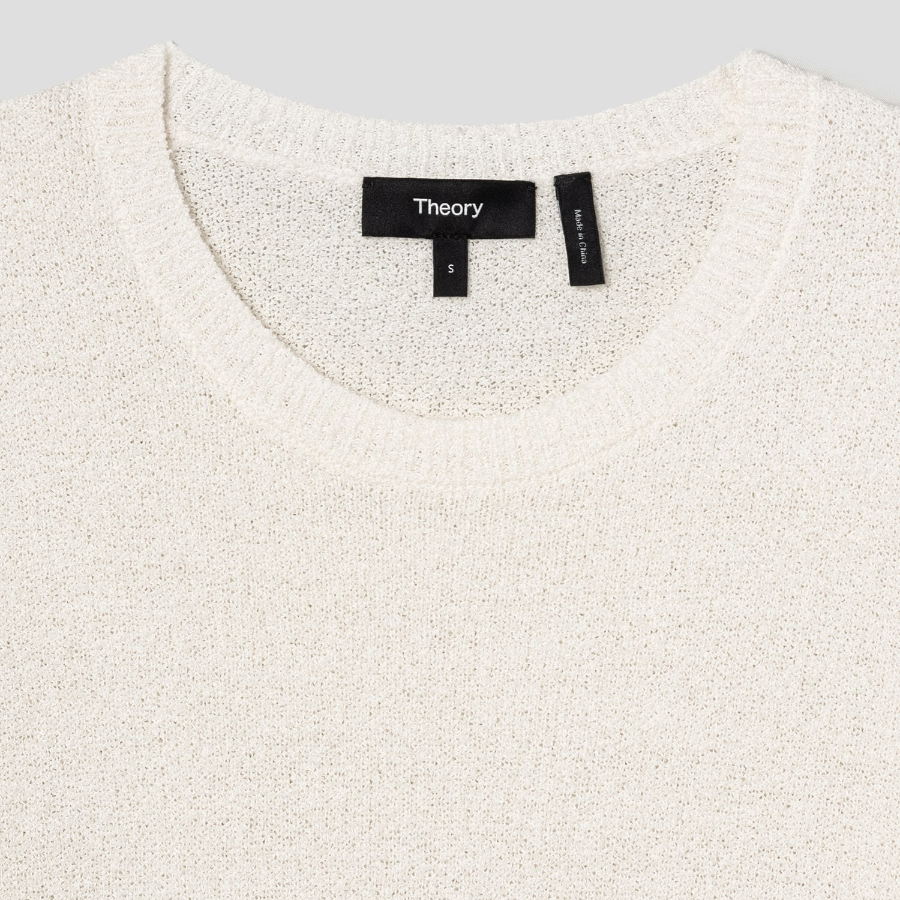 Theory Women Silk Boucle T-Shirt - Ivory