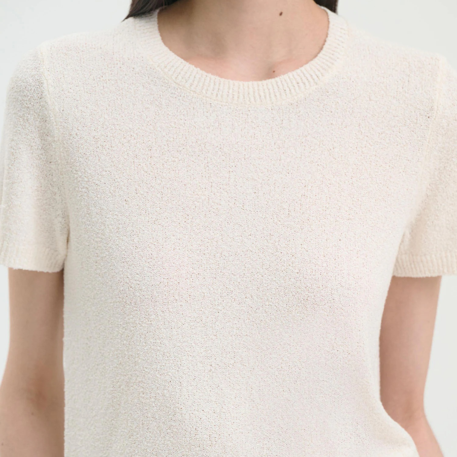 Theory Women Silk Boucle T-Shirt - Ivory