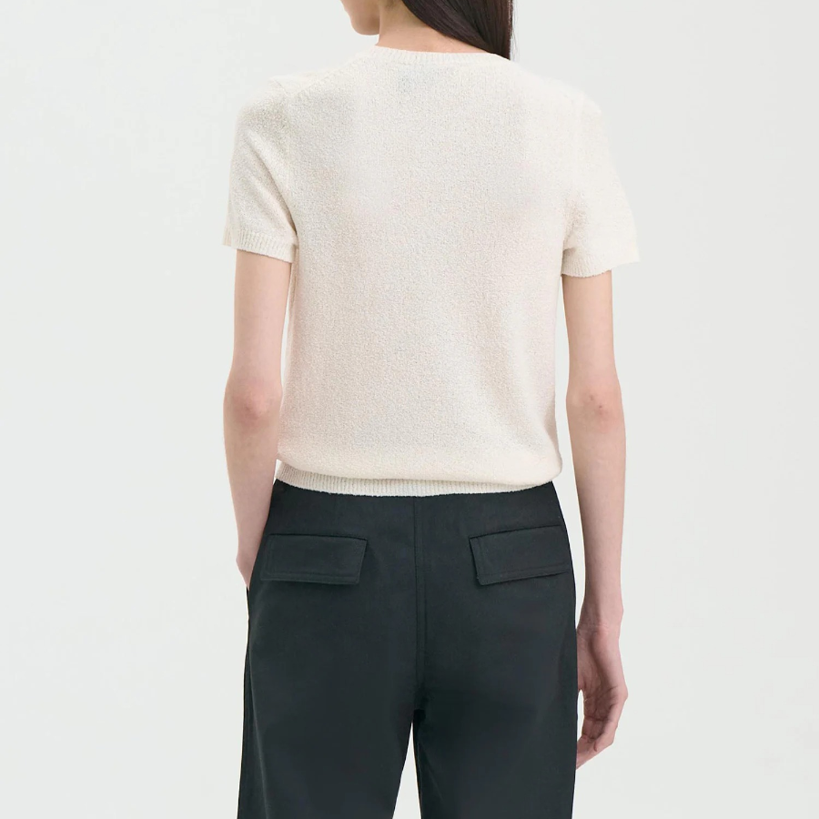 Theory Women Silk Boucle T-Shirt - Ivory
