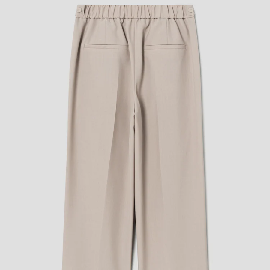 KUHO Wool Blend Belted Wide Fit Pants - Beige