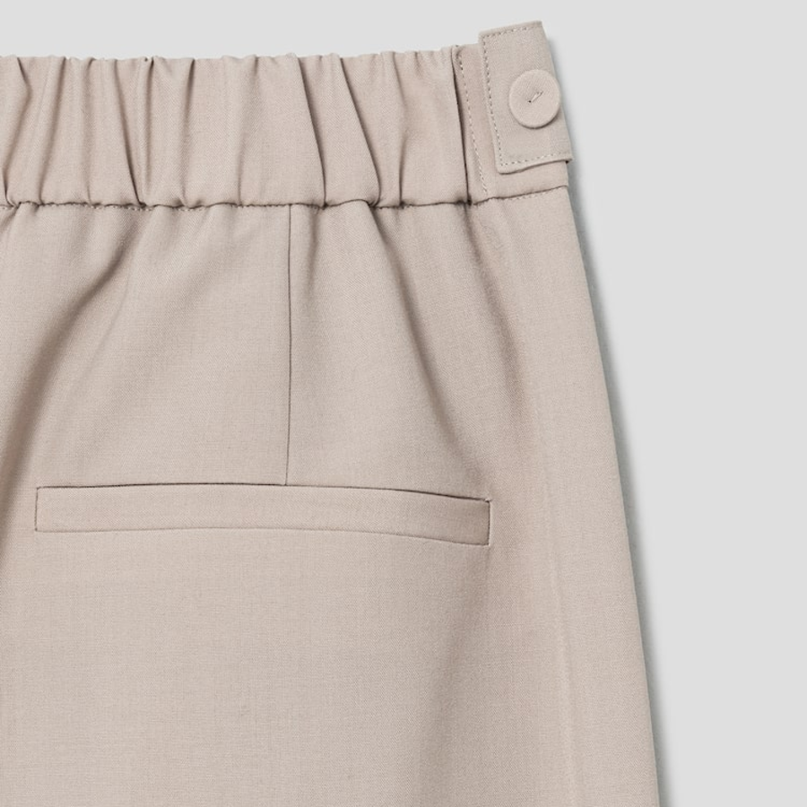 KUHO Wool Blend Belted Wide Fit Pants - Beige