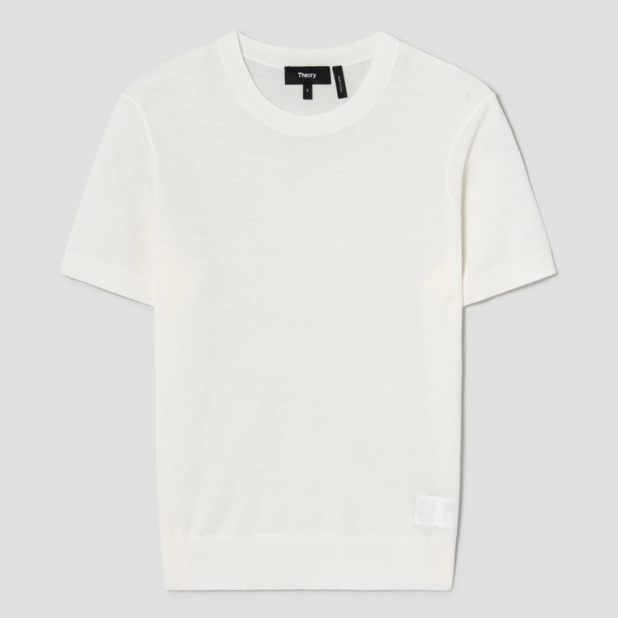 Theory Women Regal Wool Basic Tee - New Ivory
