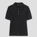 Theory Women Regal Wool Easy Polo Pullover - New Pestle Melange