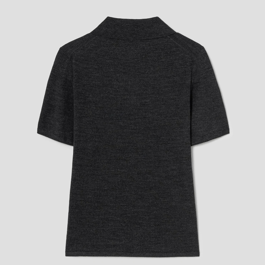 Theory Women Regal Wool Easy Polo Pullover - New Pestle Melange