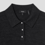 Theory Women Regal Wool Easy Polo Pullover - New Pestle Melange