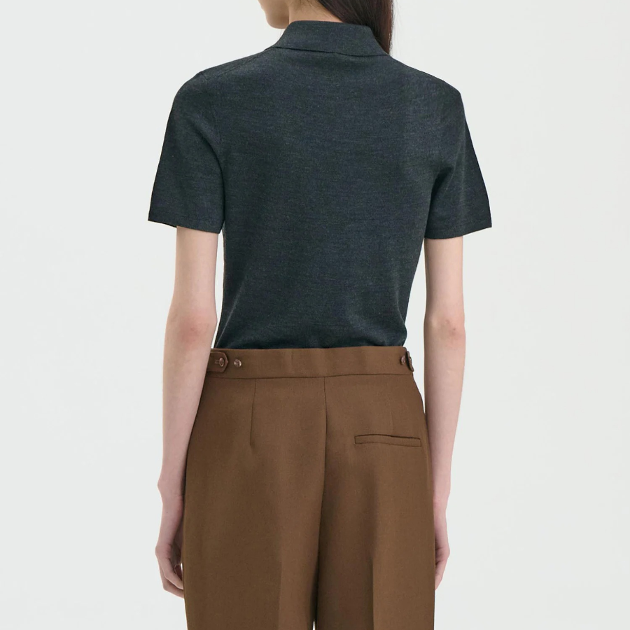 Theory Women Regal Wool Easy Polo Pullover - New Pestle Melange