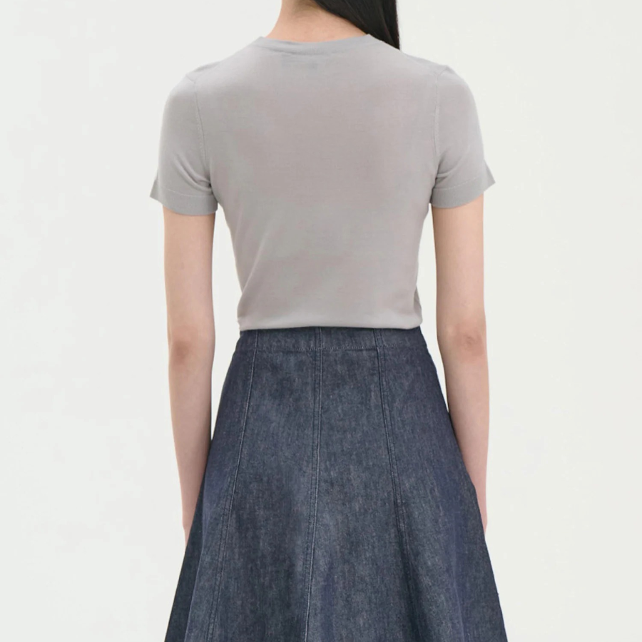 Theory Women Regal Wool Basic Tee - Platinum