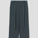 KUHO Wool Blend Belted Wide Fit Pants - Green