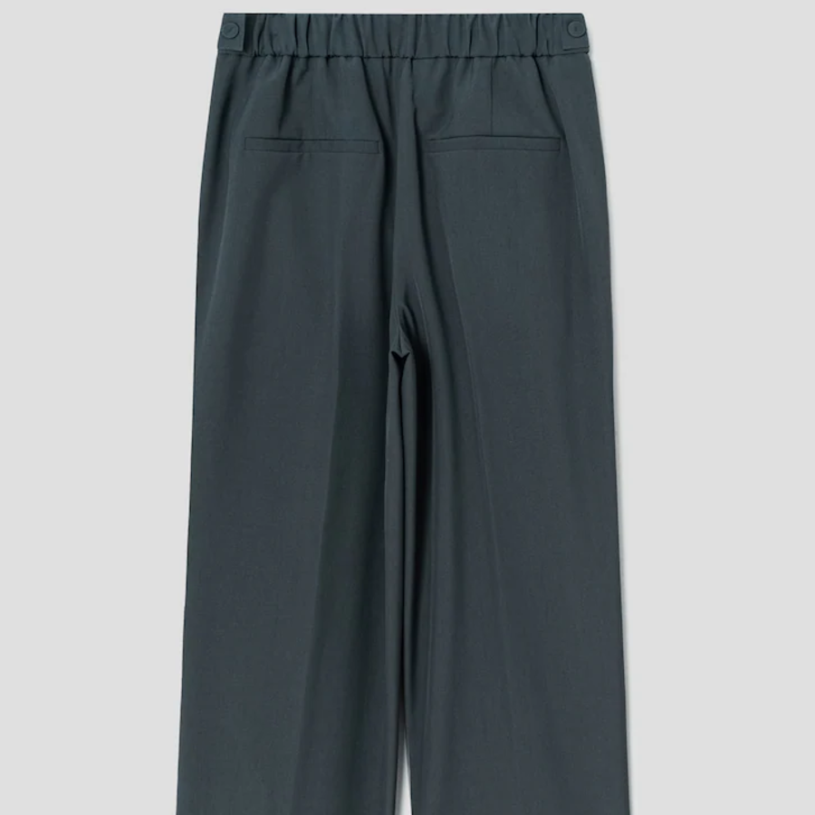 KUHO Wool Blend Belted Wide Fit Pants - Green