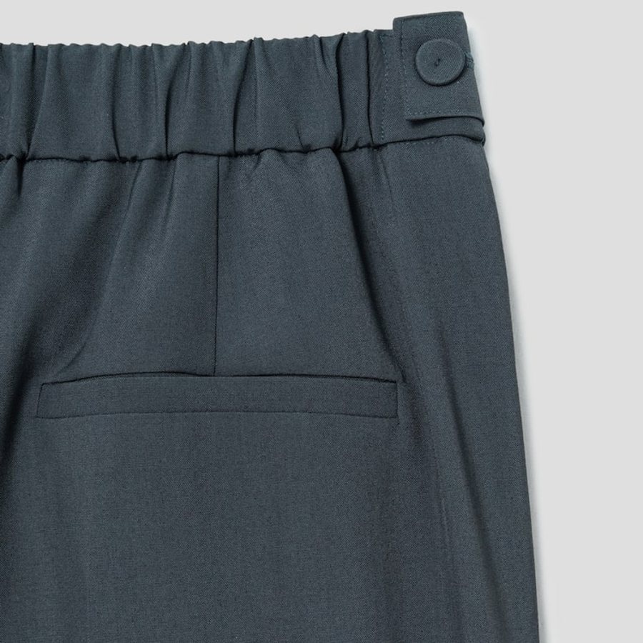 KUHO Wool Blend Belted Wide Fit Pants - Green