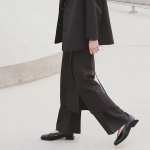 KUHO Wool Blend Belted Wide Fit Pants - Green